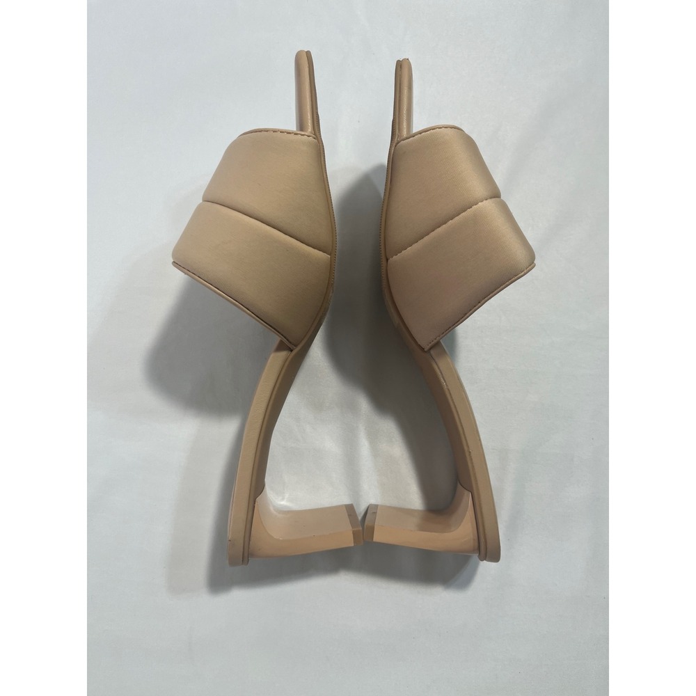 Open Edit Cava Padded Block Heel Women 7.5 Nude Square Toe Slide Sandals Mules - Picture 6 of 11